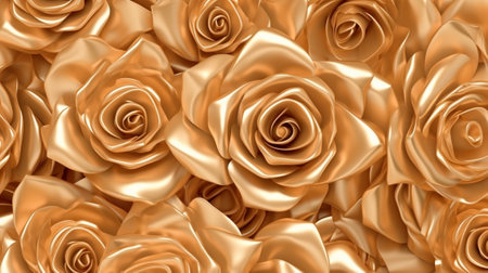 Golden fabric roses background : Generative AIの素材