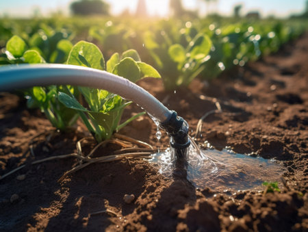 Drip Irrigation System Close Up : Generative AIの素材