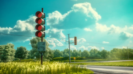 Green light on traffic lights and sky and cloud background : Generative AIの素材