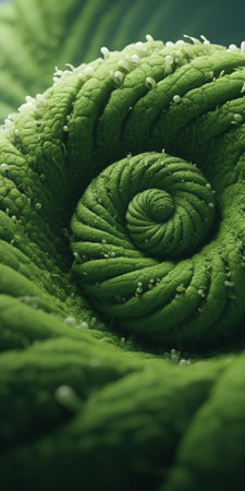 Green spiral macaroni The color is made of spinach : Generative AIの素材
