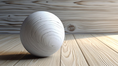Gray ball for fitness on a wooden background : Generative AIの素材