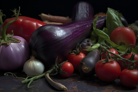 Red peppers and eggplant : Generative AIの素材