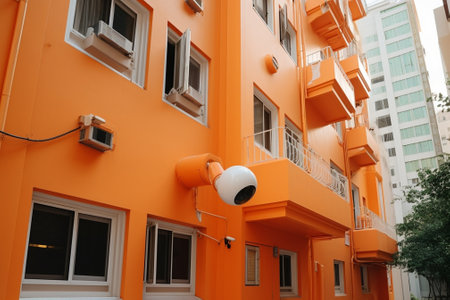 Orange facades of residential buildings : Generative AIの素材