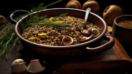 seashell with lentils and goose liver : Generative AIの素材