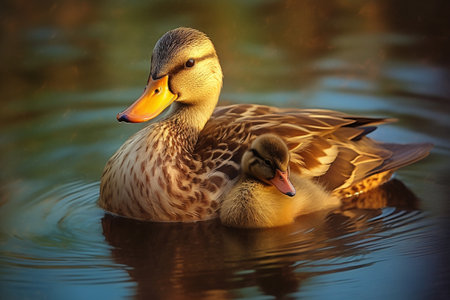 females of duck on the water : Generative AIの素材