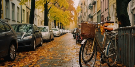 bikes on a street : Generative AIの素材