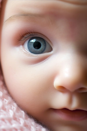 large portrait of a beautiful blueeyed newborn High quality photo : Generative AIの素材