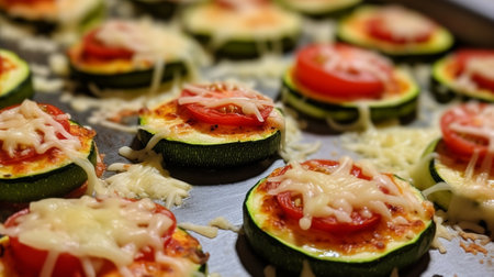 zucchini stuffed with meat tomato and cheese : Generative AIの素材