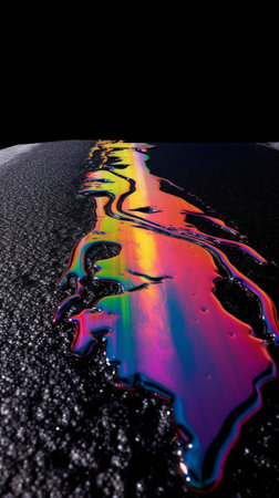 Oil spill on the road in the city : Generative AIの素材