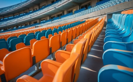 Blue seat at the stadium : Generative AIの素材