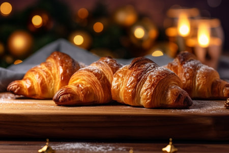 Croissants on wooden boards : Generative AIの素材