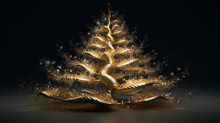 Golden New Years tree wallpaper : Generative AIの素材