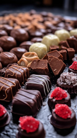 Delicious chocolate candies on table : Generative AIの素材