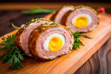 rolled meat with eggs in puff dough : Generative AIの素材