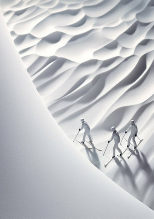 Snow lines made from a snow machine on a ski slope : Generative AIの素材
