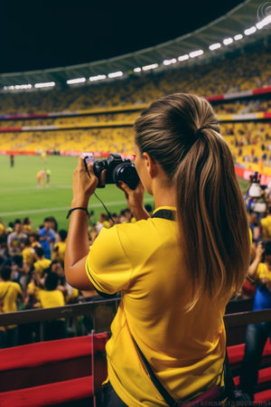 The photographers take pictures on a football game : Generative AIの素材