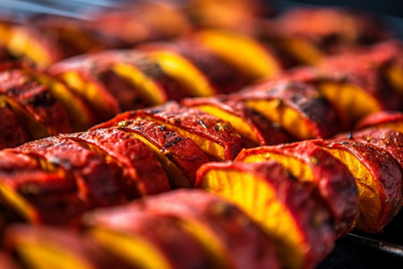 Roasted red pappers on the barbecue : Generative AIの素材