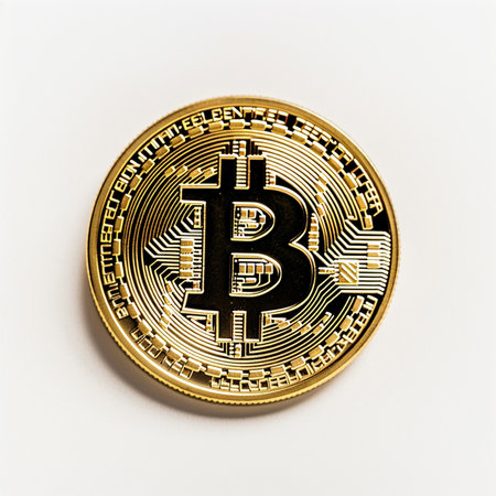 golden bitcoin on white background : Generative AIの素材