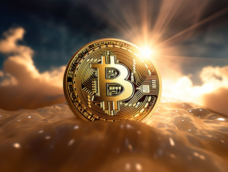 shining golden bitcoin : Generative AIの素材