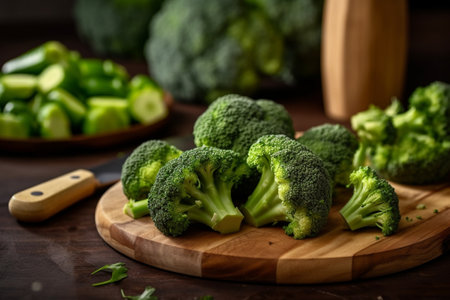 broccoli on a wooden background : Generative AIの素材