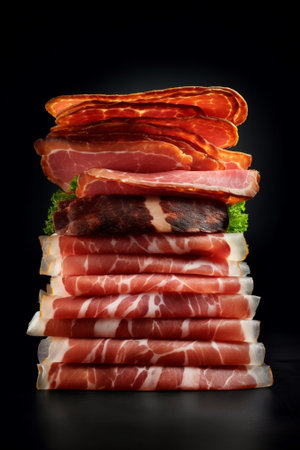 Appetizer various types of ham and sausages : Generative AIの素材