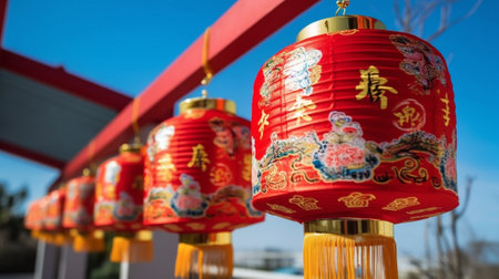 Chinese New Year Paper Lanterns on display for Chinese New Year : Generative AIの素材