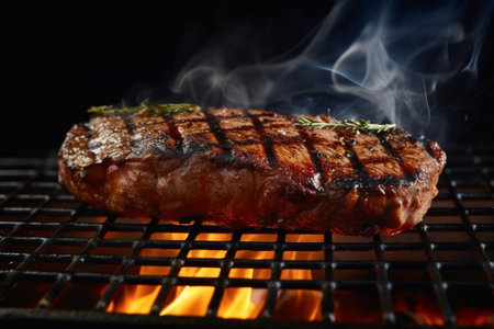 Fresh steak on grill : Generative AIの素材