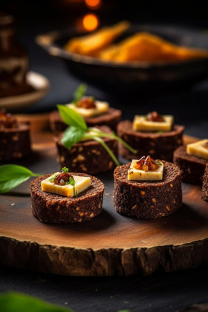 Canapes with hamcheese and olives : Generative AIの素材