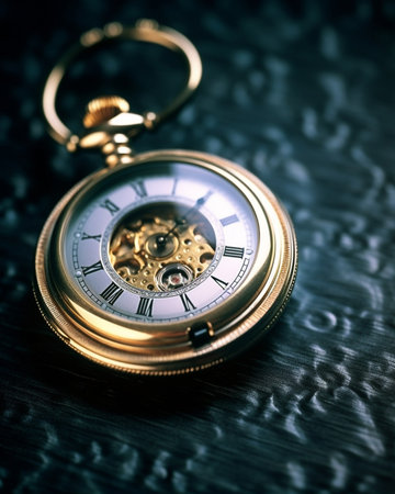 Close up of vintage pocket watch : Generative AIの素材