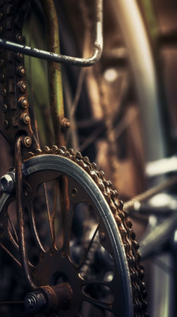Closeup wheel of an old retro bike : Generative AIの素材