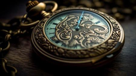 Close up of vintage pocket watch : Generative AIの素材