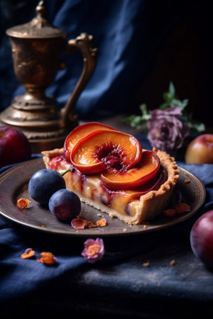 Homemade tart with dried fruits : Generative AIの素材