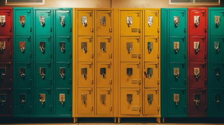 Close Up Of Student Lockers In High School : Generative AIの素材