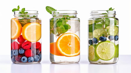 Healthy detox water with fruits : Generative AIの素材