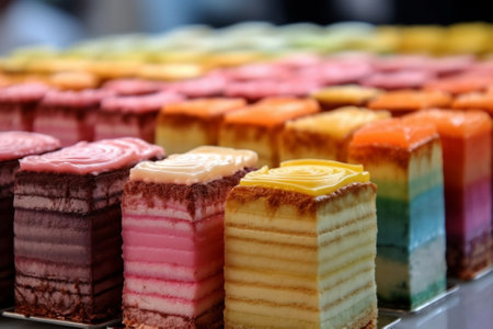 Mini slice colorful tiny cakes with lots of different flavors : Generative AIの素材