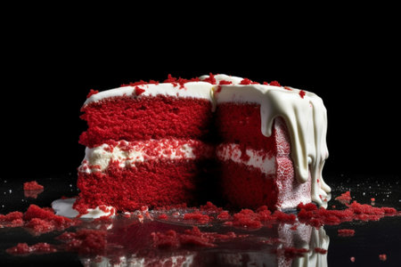 Red cake with white cream : Generative AIの素材