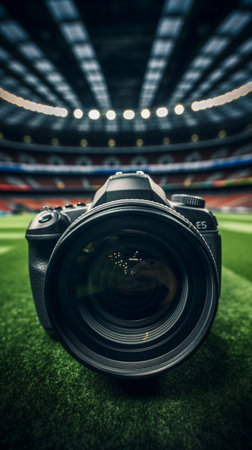 TV camera at the stadium during football matches television camera during the soccer match : Generative AIの素材