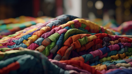 Rolled quilt on the background : Generative AIの素材
