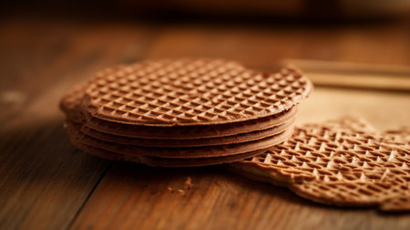 Wafer with chocolate in a plate : Generative AIの素材
