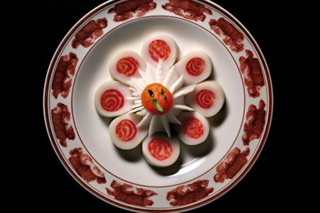 Shrimp and tuna fillet on a plate : Generative AIの素材
