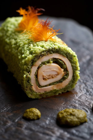 Rolled fish with dried plums and vegetables : Generative AIの素材