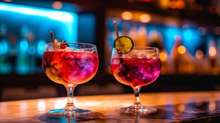 Two colorful cocktails : Generative AIの素材