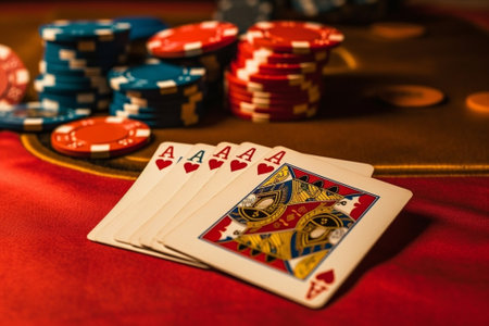 Swiss franc and dice and poker cards aces : Generative AIの素材