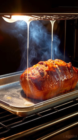 baking in oven rolled bacon and pastry with cheese : Generative AIの素材