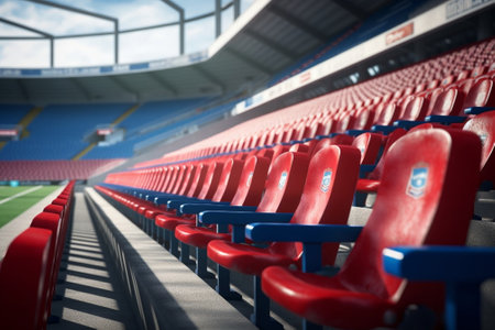 Red and white stadium seats : Generative AIの素材