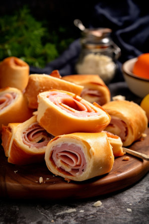 Salty roasted paprika cake cream cheese and ham : Generative AIの素材