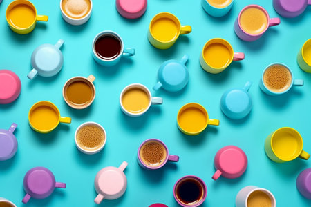 colorful coffee cups : Generative AIの素材