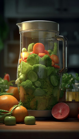 fruit and vegetables in a blender : Generative AIの素材