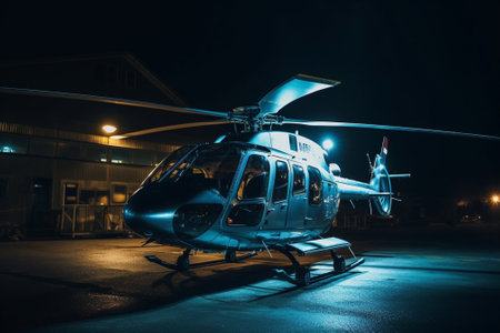 blue light helicopter for private use on the ground : Generative AIの素材