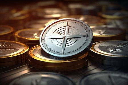bitcoin and litecoin on the stone background : Generative AIの素材